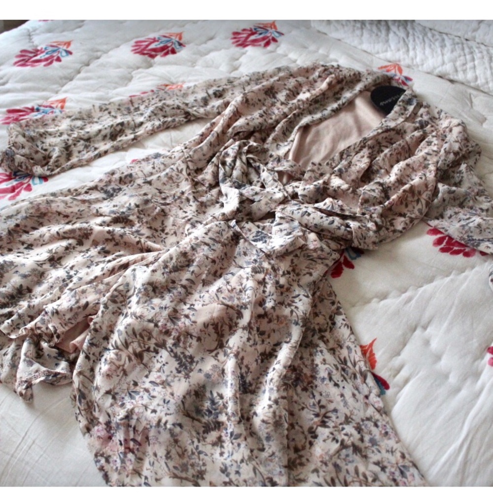 Pink Floral Wrap Dress